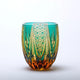 EDO KIRIKO CRYSTAL TUMBLER M-417 CHRYSANTHEMUM BASKET & FOUR DIAMONDS BY TARO YOSHIKAWA