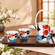 KUTANI WARE SAKE SET COLORED ARABESQUE WITH FLOWERS / TSUYOSHI SATOU