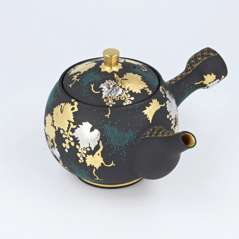 KUTANI WARE TEA UTENSILS SET SHIROKANEMORI GRAPEVINE TRELLIS AOCHIBU/  KINGYOKU NAKADA