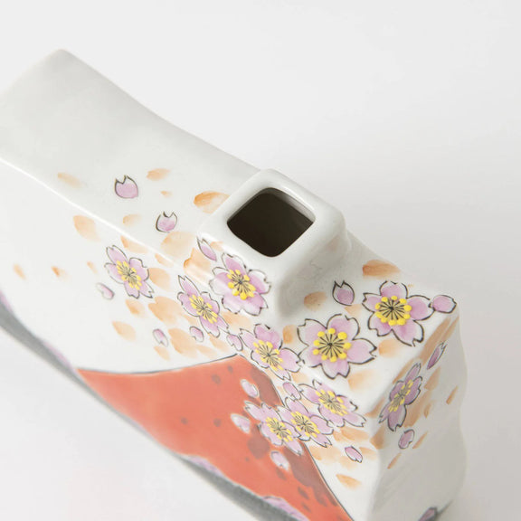 KUTANI WARE SINGLE-FLOWER VASE – RED FUJI BY FUKUDA SHŌRYŪ (GIFT KUTANI WARE SINGLE-FLOWER VASE – RED FUJI BY FUKUDA SHŌRYŪ (GIFT