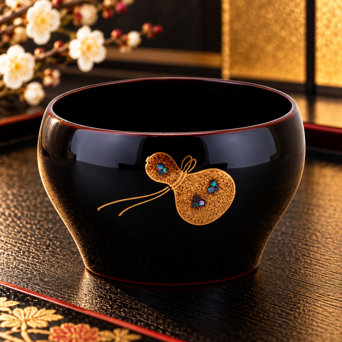 WAJIMA LACQUERWARE GUINOMI TAME-NURI HYŌTAN MAKI-E