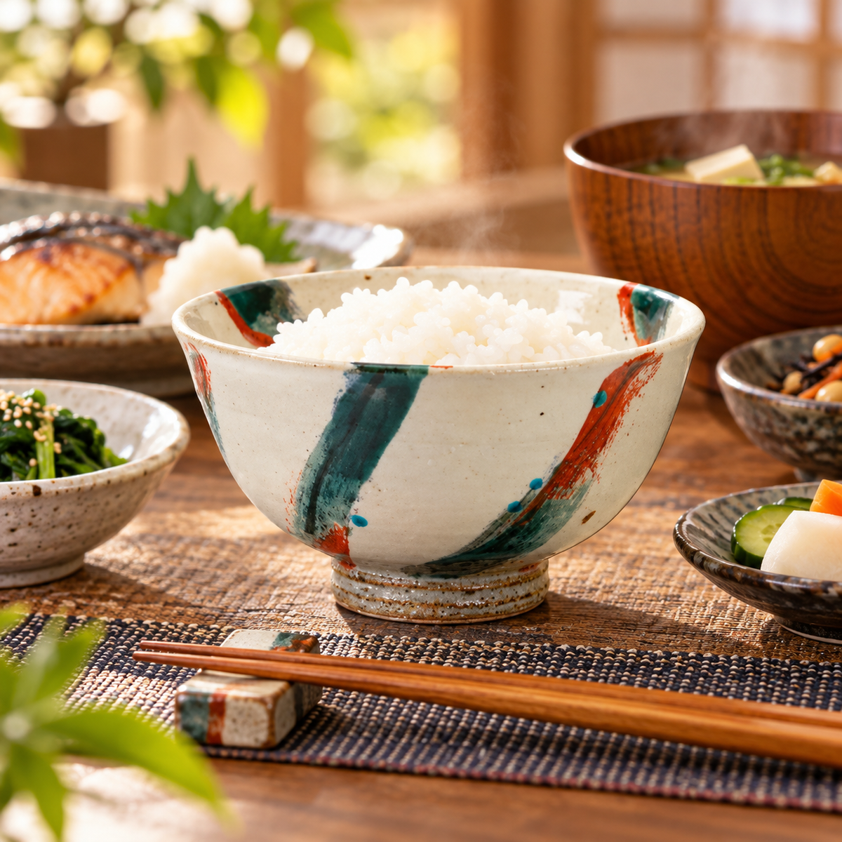 KUTANI WARE JAPANESE RICE BOWL – IROE HAKEME / KOKUZOU KILN