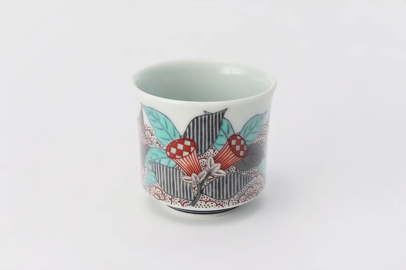 ARITA WARE “INK-BLACK SUMI HAJIKI ZUIKA DESIGN GUINOMI” – CREATED BY THE 14TH IMAEMON | JAPANESE PORCELAIN SAKE CUP