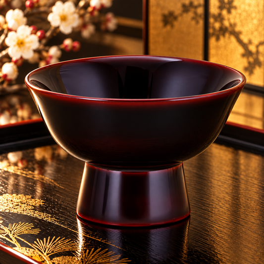 WAJIMA LACQUERWARE GUINOMI TAME-NURI HIRAME MAKI-E