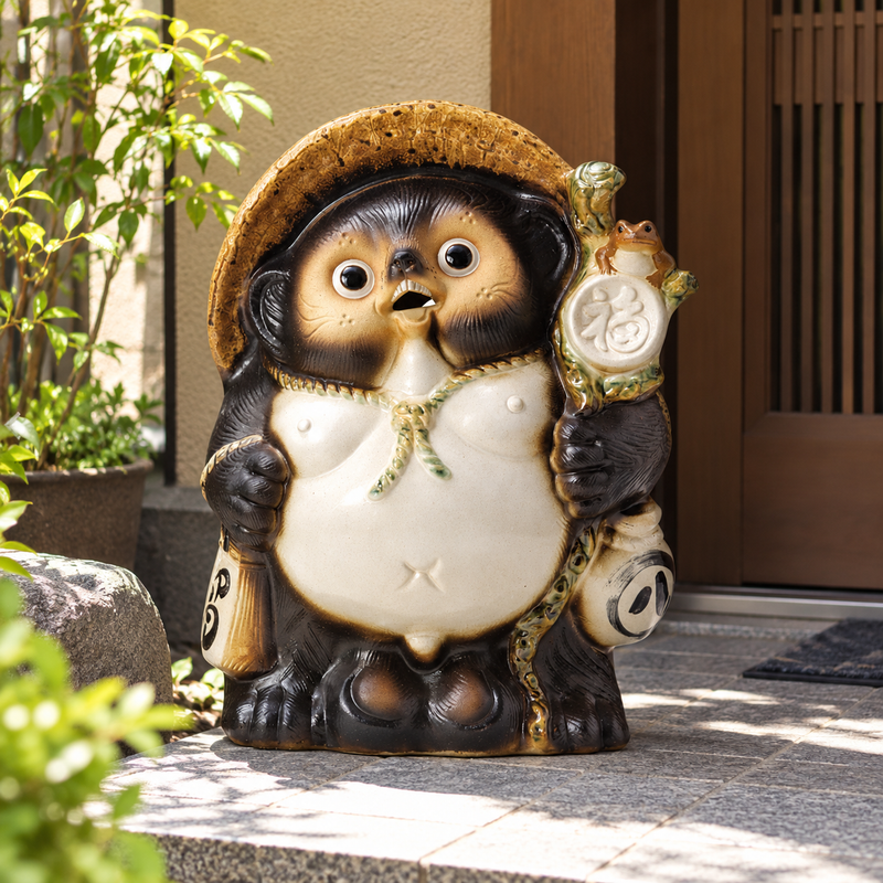 SHIGARAKI WARE TANUKI FIGURINE – FUKUFUKU TANUKI, SIZE 18