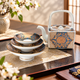 ARITA WARE TOSO SAKE SET “BLUE & GOLD CHRYSANTHEMUM DESIGN / TOKKO KILN