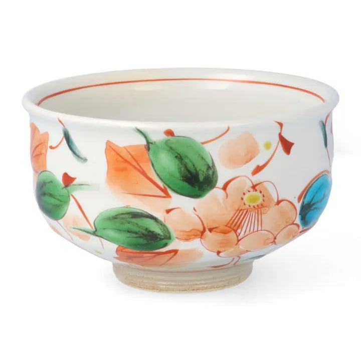 KUTANI WARE MATCHA BOWL – CAMELLIA & ARABESQUE DESIGN / KOKUZOU KILN