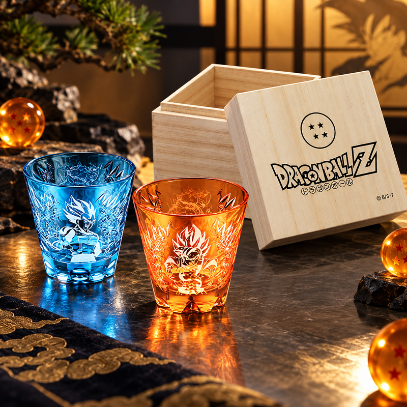 EDO KIRIKO DRAGON BALL Z GLASS SET | JAPANESE CUT GLASS