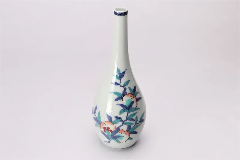 ARITA WARE POMEGRANATE DESIGN FLOWER VASE – IMAEMON KILN | JAPANESE PORCELAIN ART