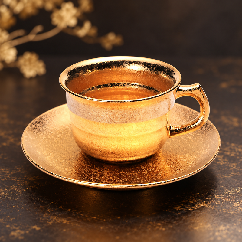 ARITA WARE COFFEE CUP & SAUCER “SEN-DAN” – GOLD SERIES