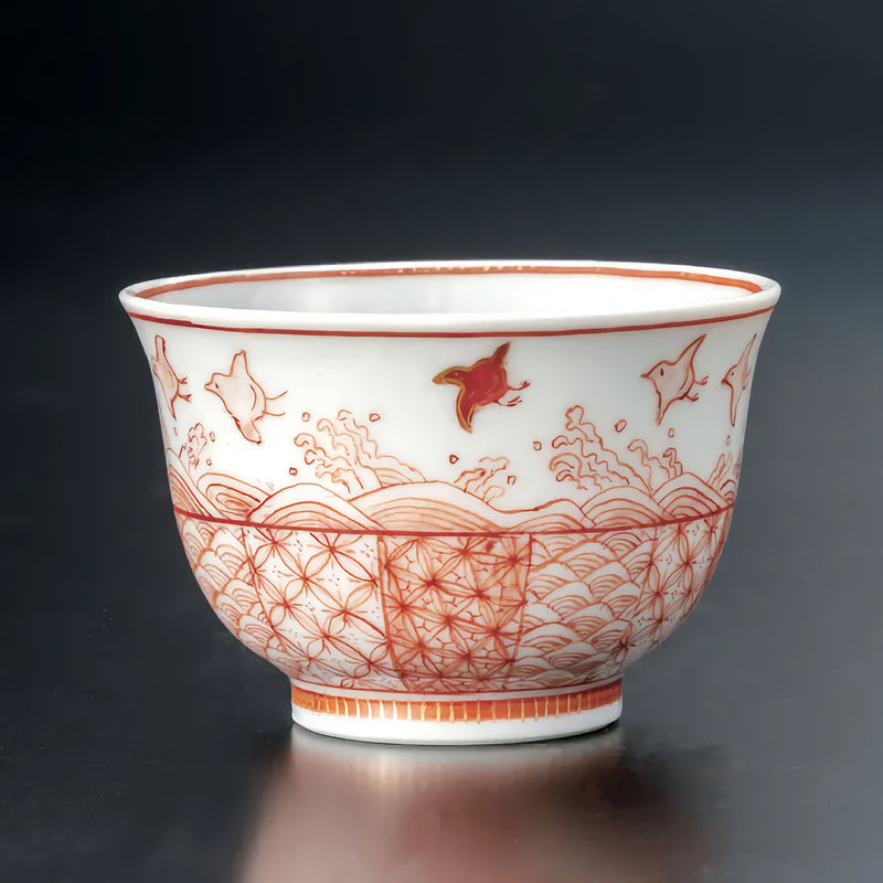 KUTANI WARE AKAE-SAIBYO WAVE & PLOVERS DESIGN / REIKO FUKUSHIMA