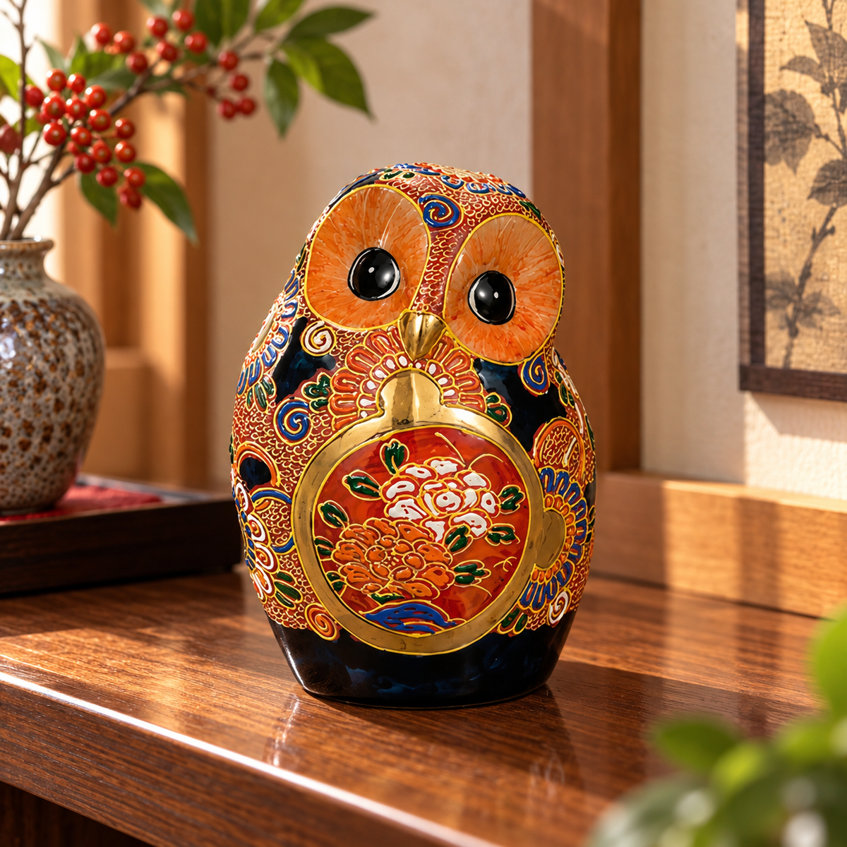 KUTANI WARE  OWL FIGURINE MORI