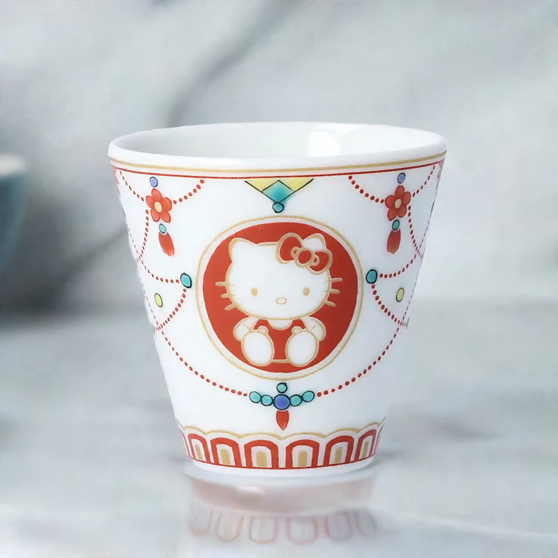 KUTANI WARE HELLO KITTY YORAKU-MON MINI SAKE CUP (OCHOKO) / SEIKOU KILN
