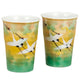 KUTANI WARE PAIR OF FREE CUPS GOLD LEAF FLORAL FLOCK OF CRANES/TOYOSHI YAMADA