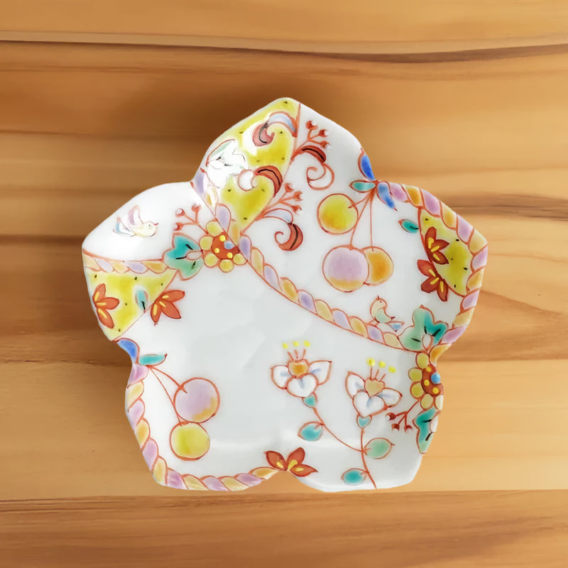 KUTANI WARE KIKYO SMALL PLATE PRIMAVERA / GINSYUU KLIN